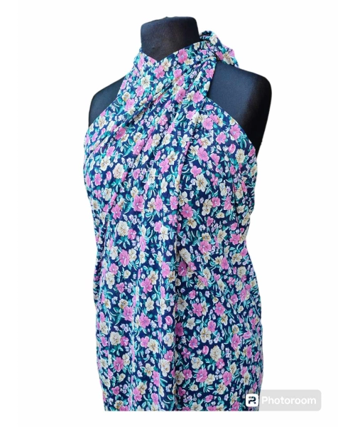 Duża sukienka plażowa - eleganckie PAREO XXL szyfon kolorowa łączka